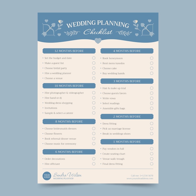 Vector wedding planning checklist template