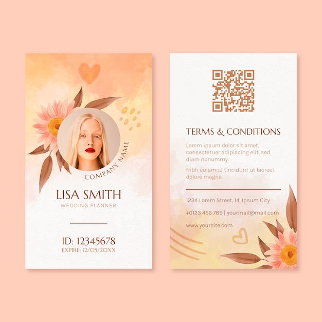 結婚式の計画の ID カードのテンプレート デザイン
