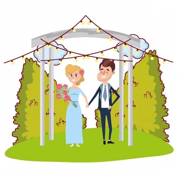 Vector wedding portrait cartoon