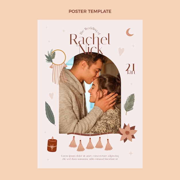 Vector wedding poster design template