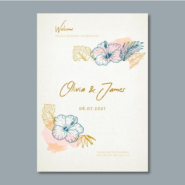 Wedding poster with floral ornaments