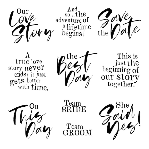 Vector wedding quotes and sayings