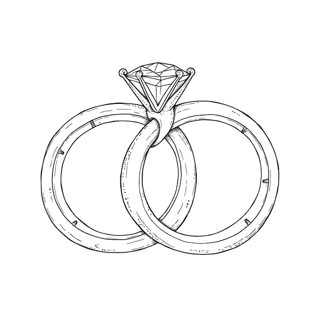 wedding ring drawing vector illustration coloring page