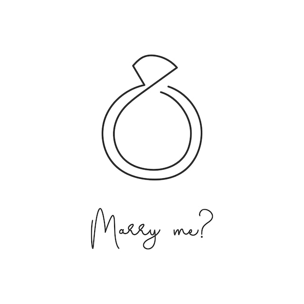 Vector wedding ring, propose. continuous line drawing. hand drawn vector illustration.