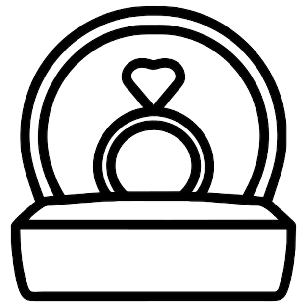 Wedding ring with box icon outline