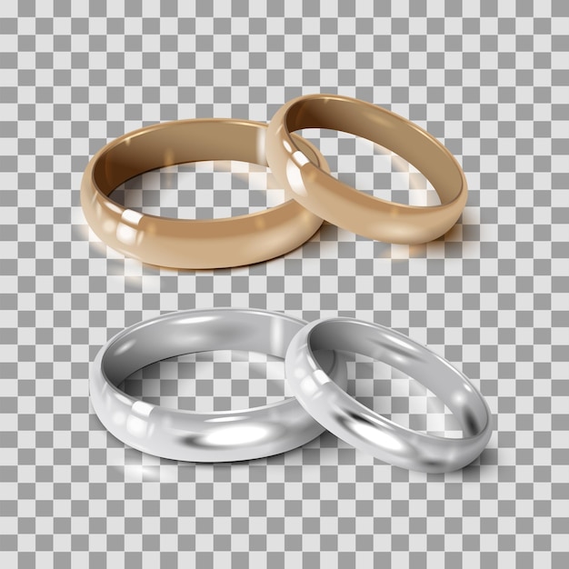 Vector wedding rings set isolated on transparent background vector illustration for ads flyers wed site