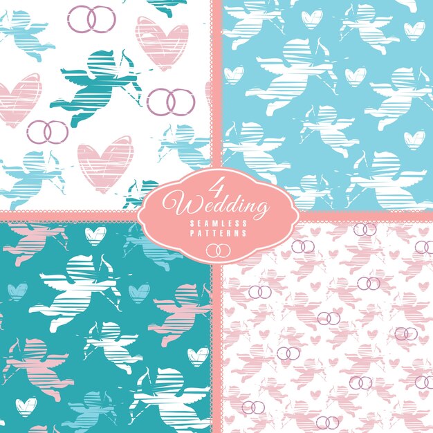 Vector wedding seamless pattern with angel. vector illustration.