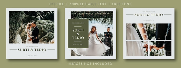 Wedding social media post bundle template