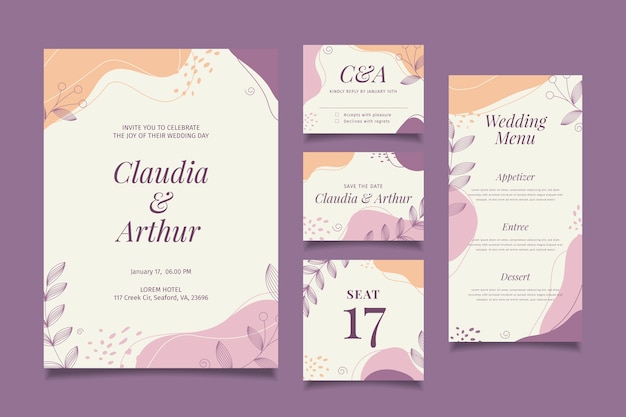 Vector wedding stationery collection