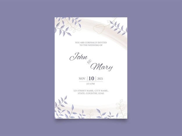 Wedding stationery set one page invitation card