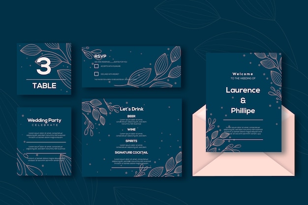 Wedding stationery set template