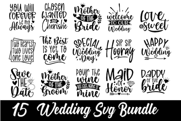 Wedding SVG Bundle  lettering quotes Vectors Illustrations