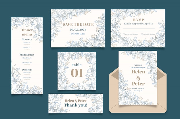 Vector wedding template collection