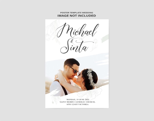 Vector wedding template poster with photo