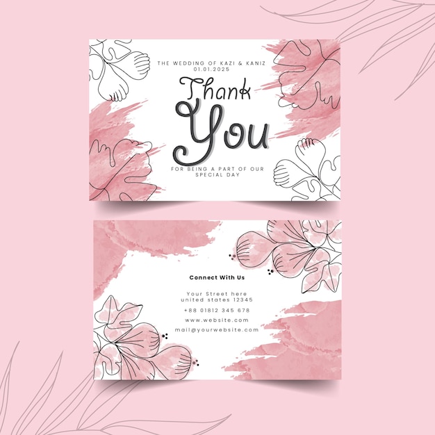 Wedding thanks card template