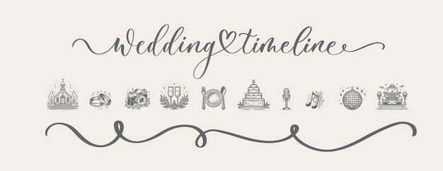 Vector wedding timeline menu on wedding day