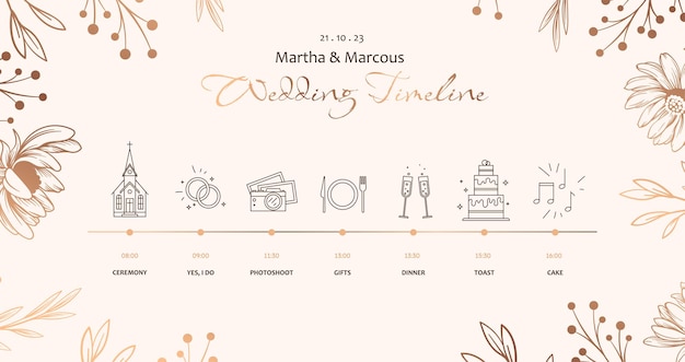 Wedding timeline vector template