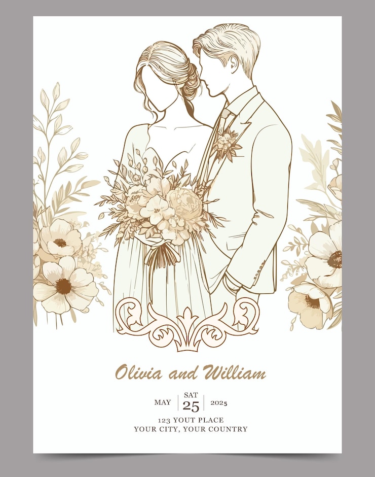 Vector wedding uitnodigingskaart sjabloon plat ontwerp