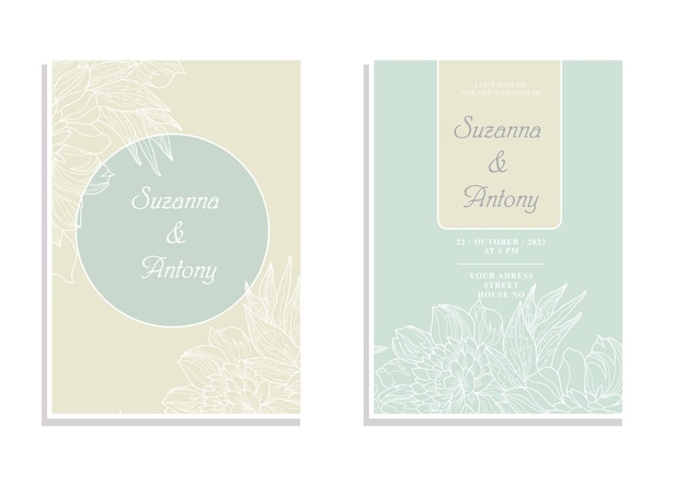 結婚式のベクトル カード。花の結婚式の招待状カード テンプレート デザイン。結婚・記念日チラシ