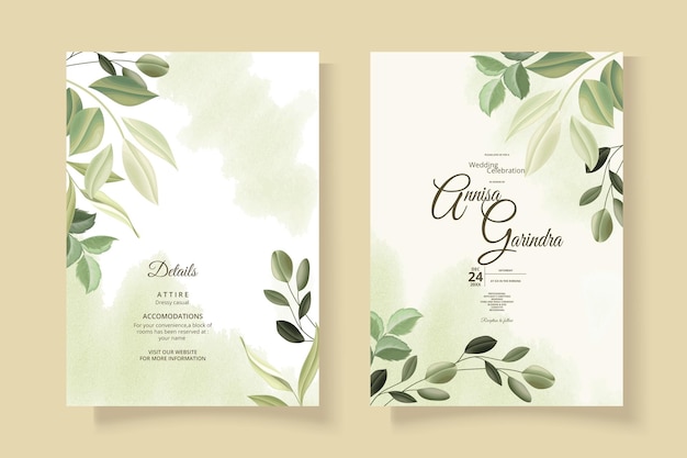 wedding vector design frame invitation green elegant premium card illustration template l