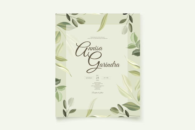 Matrimonio disegno vettoriale cornice invito verde elegante carta premium illustrazione modello l