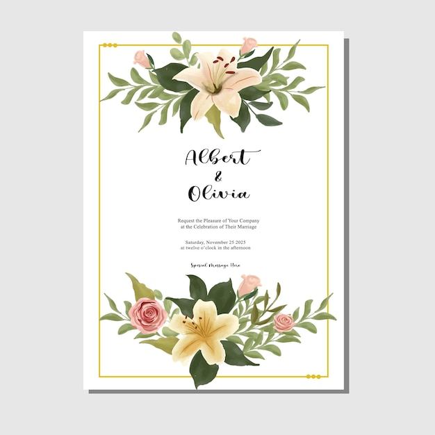 wedding watercolor flower kamboja vector design for wedding invitation border elements