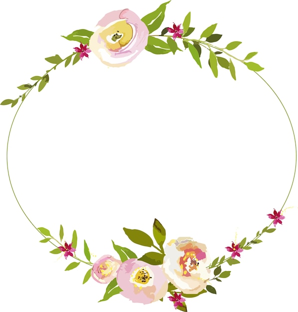 Vector wedding watercolor flower wreath