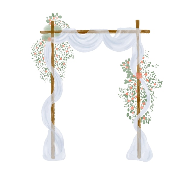 Vector wedding wood arch wood watercolor illustration