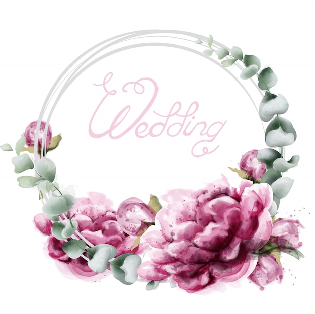 Wedding wreath roses in watercolor