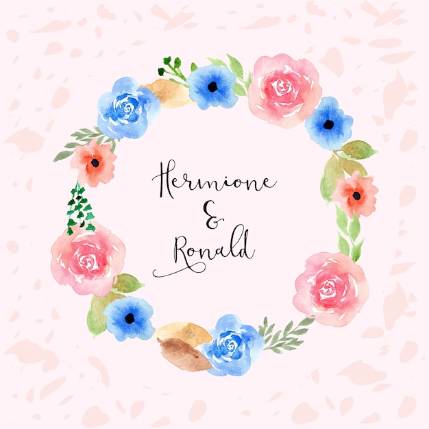 Wedding wreath with floral watercolor