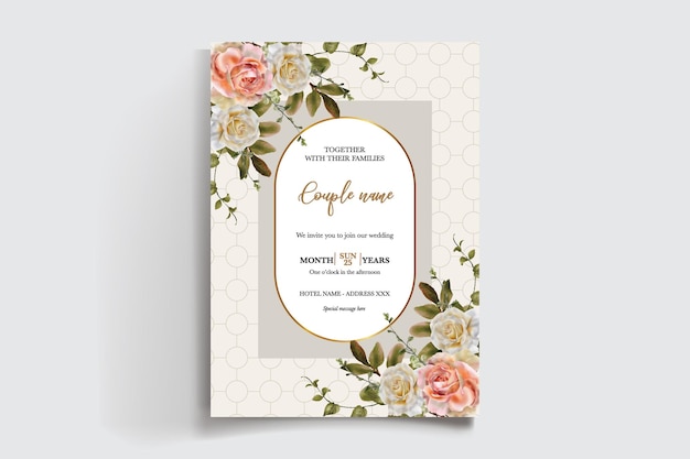 WEDDINGSINVITATIE FRAME met bloemenversieringen en verse bladeren