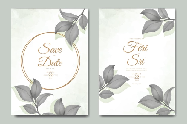 Weding invitation card with floral watercolor