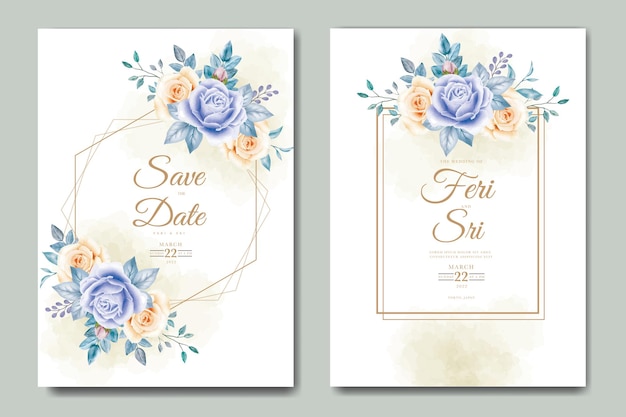weding invitation card with floral watercolor