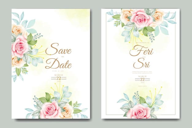 weding invitation card with floral watercolor