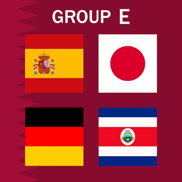 Wedstrijdschema groep E Internationaal voetbaltoernooi in Qatar Vectorillustratie