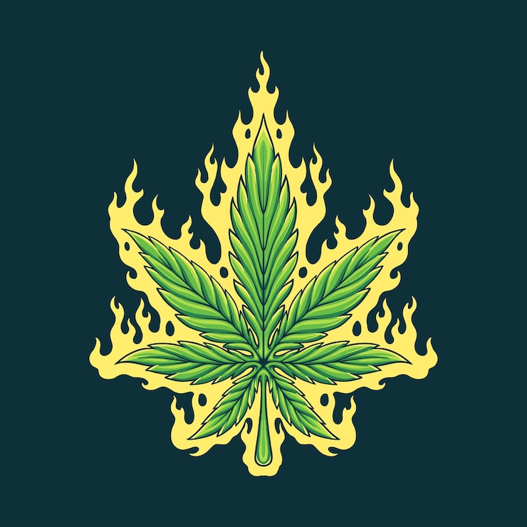 Vector weed blad verbranding trippy mascotte illustratie