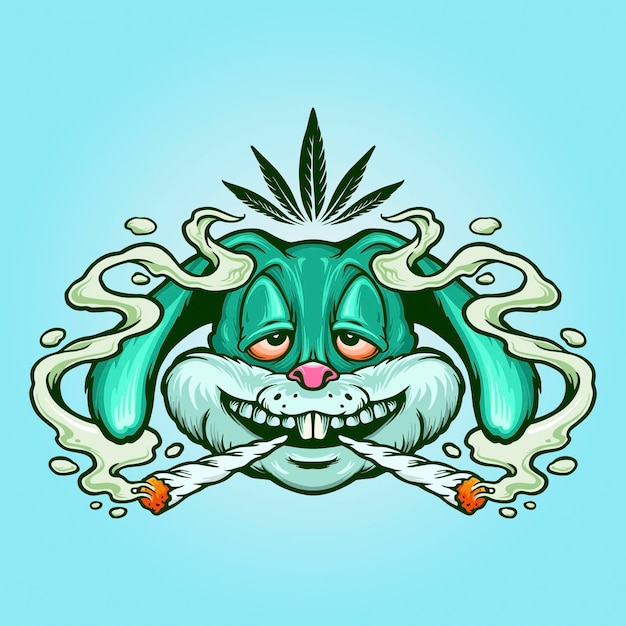 벡터 weed bunny rabbit joint smoke kush 일러스트