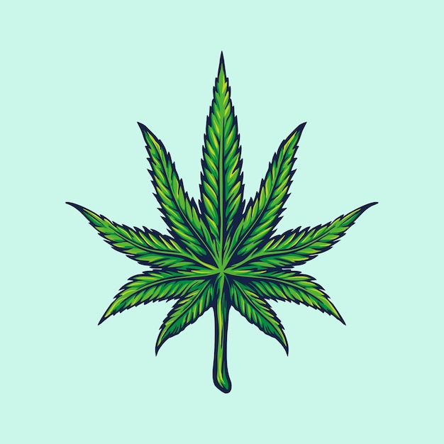 Foglia di erbaccia, illustrazioni del logo di marijuana