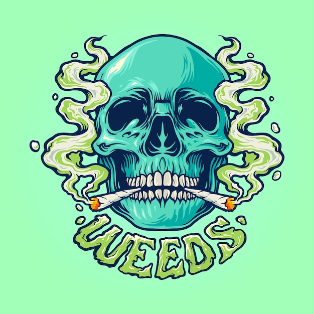 Weed skull smoke illustrations