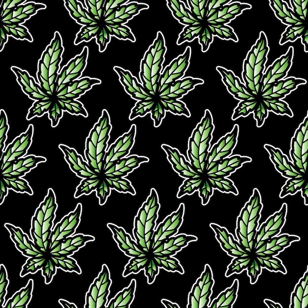 Weed traditional tattoo vector pattern illustration