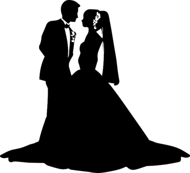 weeding couple vector silhouette illustration