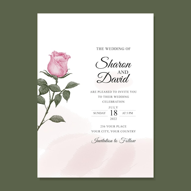 Vector weeding invitation templet set with flowers & glitter decoration for save the date