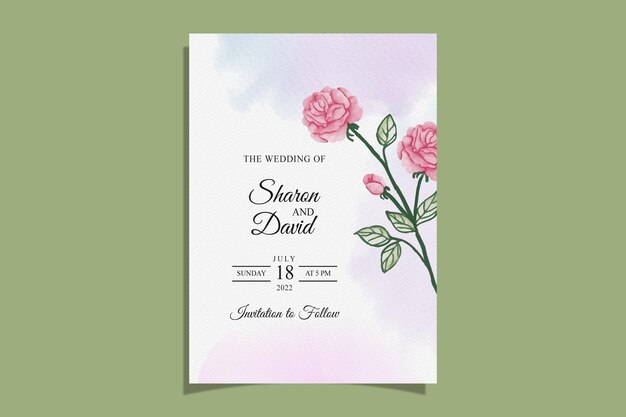 Vector weeding invitation templet set with flowers amp glitter decoration for save the date