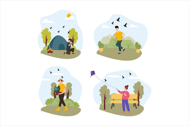 Weekend Activity Flat Design Illustration