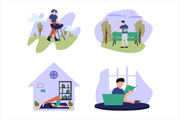 Weekend Activity Flat Design Illustration