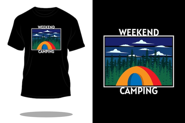 Vector weekend camping retro t shirt design