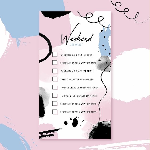 Weekend Checklist Printable Template