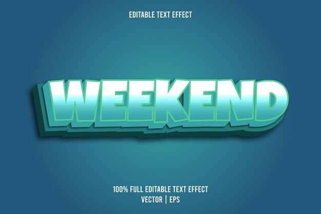 Weekend editable text effect comic style cyan color