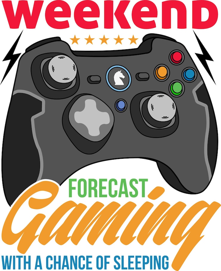 Vector weekend forecast gaming with a change of sleeping t shirt design gaming t shirt design game gamer