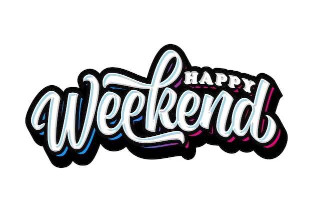 Vector weekend hand lettering typography vector illustration